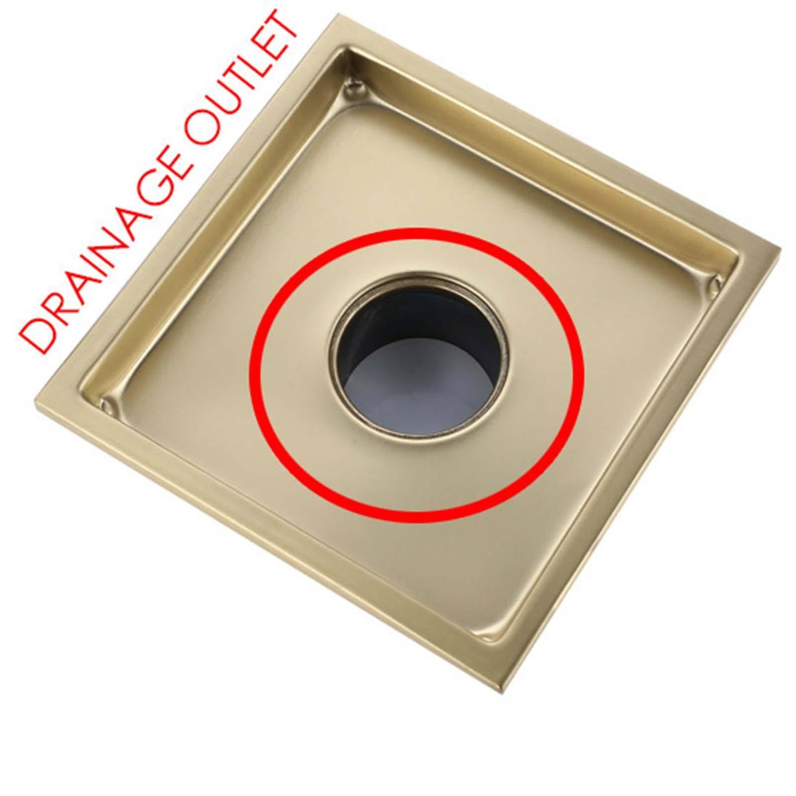 Desague Ducha Acero Inoxidable Desagüe de Suelo Oro Cepillado Sumidero Ducha Malla Piso Desagüe Ducha 150 * 150mm Canal de Ducha Moderno y Sencillo para Baño Cocina Aseo