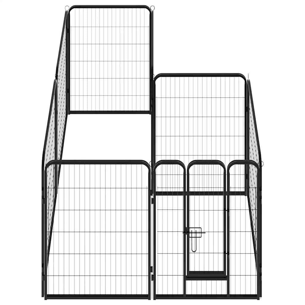 Kojec dla psów ze stali malowanej proszkowo, 8 paneli, 80 x 100 cm, z drzwiami skrzydłowymi i blokadą bezpieczeństwa, do użytku w pomieszczeniach, na zewnątrz, do treningu i ochrony