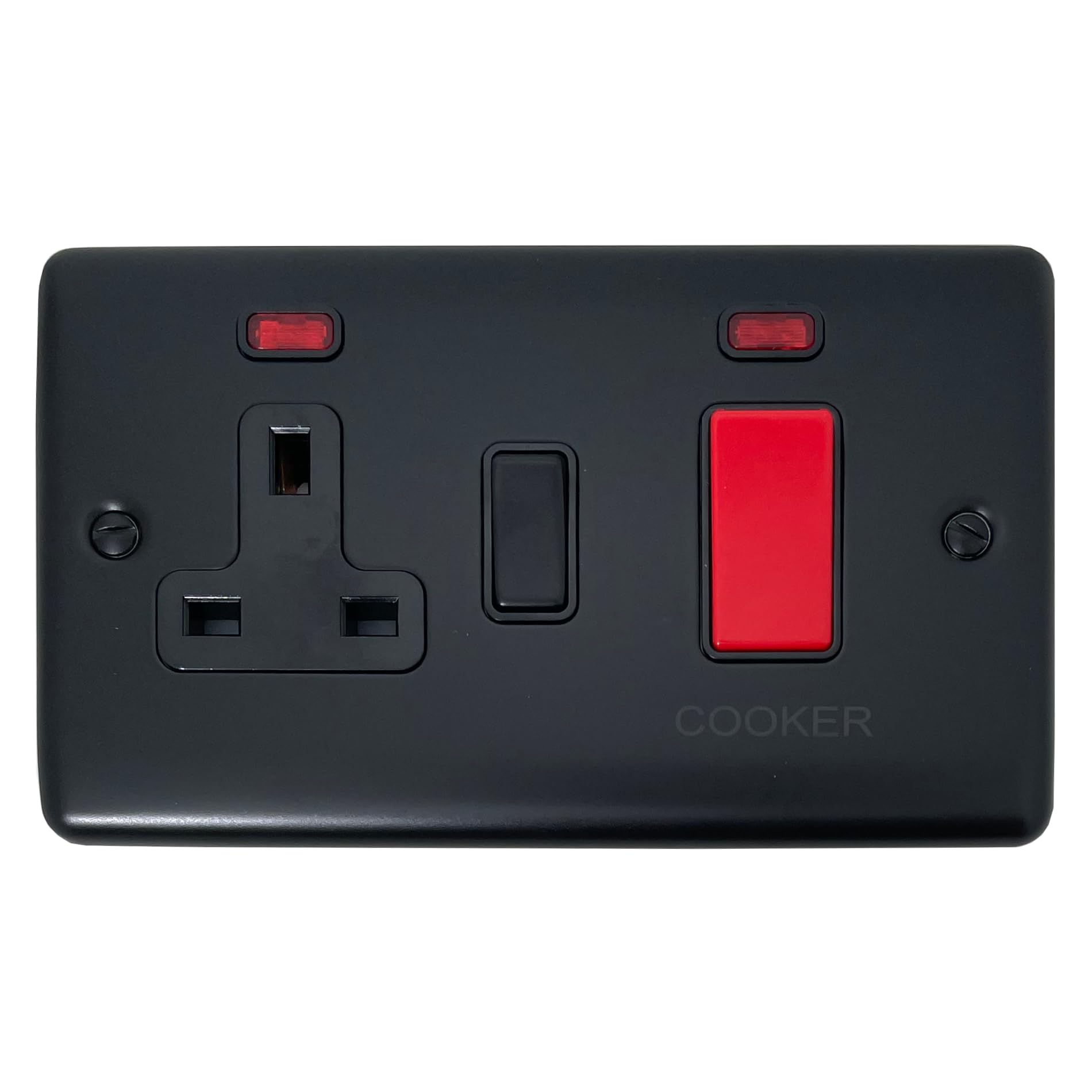 Matt Black Cooker Switch with Socket - BMB35
