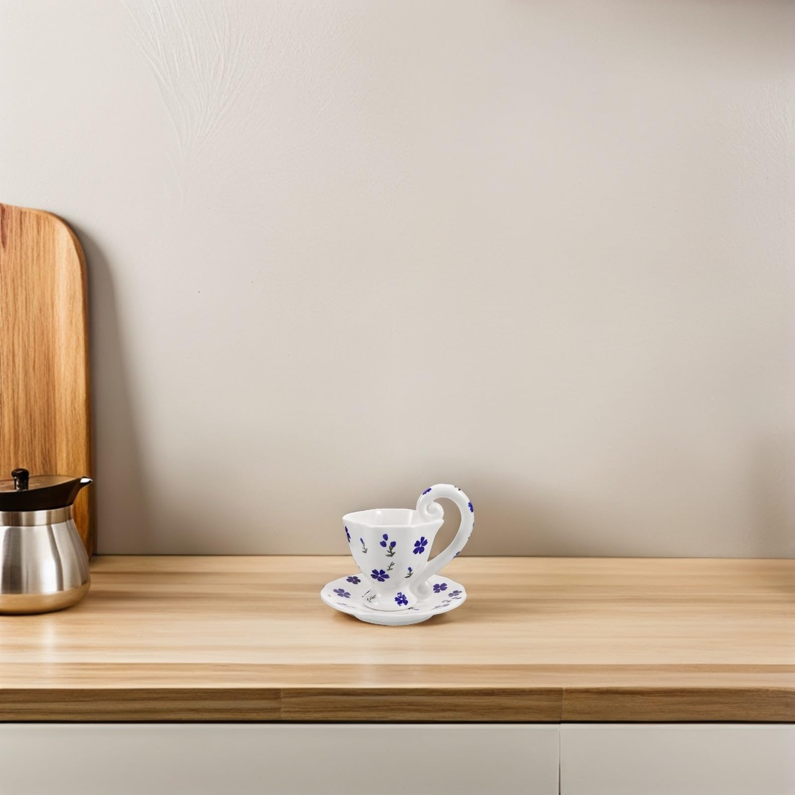 MAGICLULU Taza de Cerámica Artesanal con Diseño Floral Pintada a Mano, Capacidad 6.7oz, Antideslizante y Fácil de Limpiar para Desayuno en Casa o Té Tarde