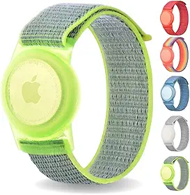Pulseira Ajustável para AirTag, 17cm, Nylon e Silicone, Múltiplas Cores, Ideal para Crianças e Idosos