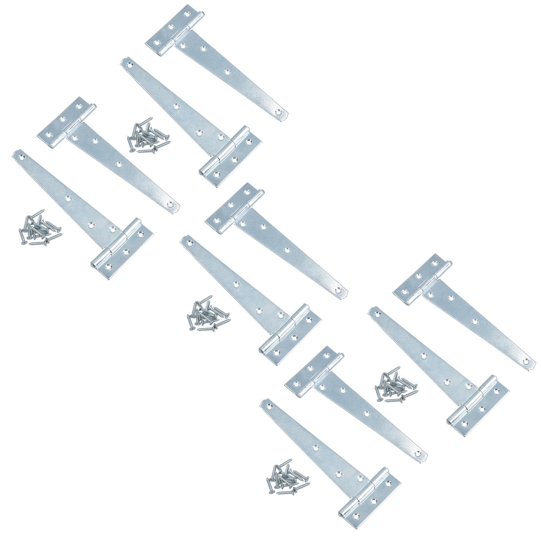 Ab Tools Silver / 152Mm Heavy Duty T Tee Hinges For Shed + Garden Gates Zinc Plated 6Pc 6In