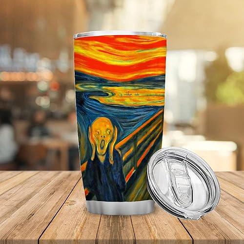 Miniatura 3 de Regalo de reproducción de pinturas famosas de 20 onzas, taza de viaje para mujeres y hombres, regalo de cumpleaños para pintores, regalo para