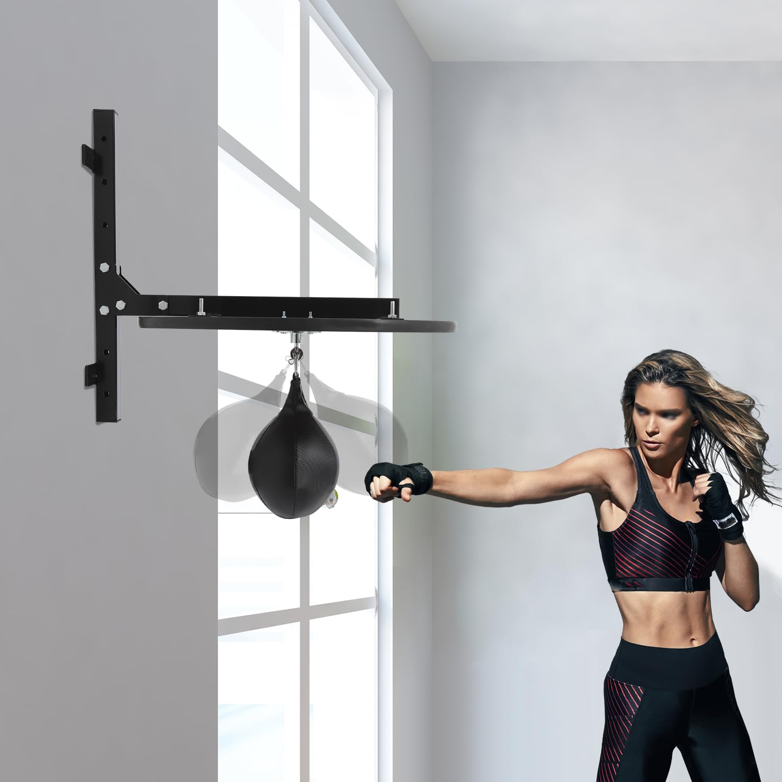 Speed Ball do montażu na ścianie, regulacja wysokości, platforma Speedball z drewnianą platformą Speedball, do intensywnego treningu bokserskiego, fitnessu w domu i dla entuzjastów sportów