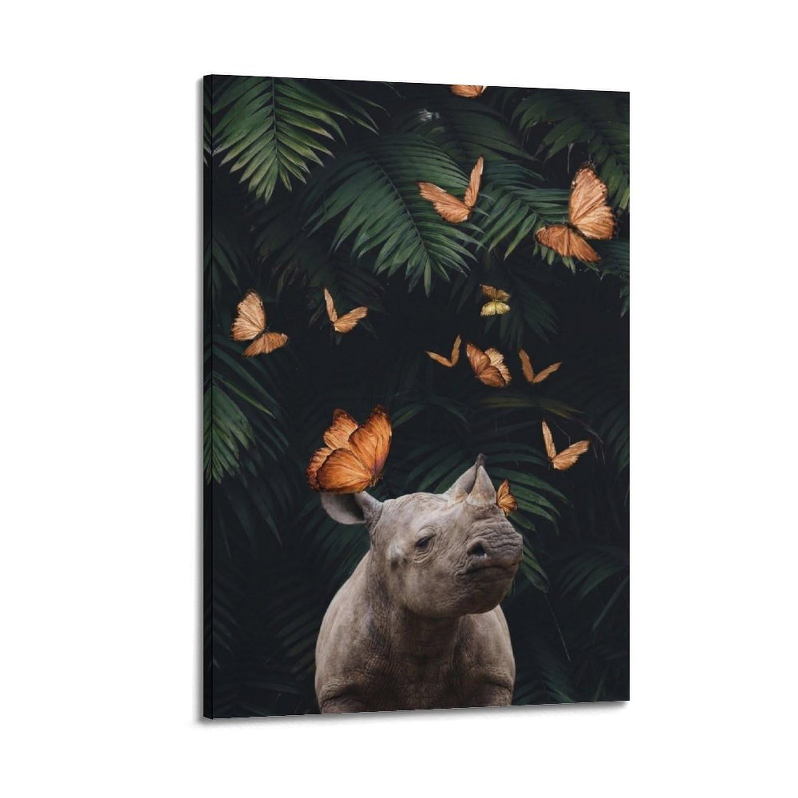 XKUGA Rhino Animals Zen Forest Healing Poster Modern Decorative Canvas Prints - Ideal Wall Art for Family, Man Cave, Game Room, Boys & Girls Bedroom 20x30inch(50x75cm)