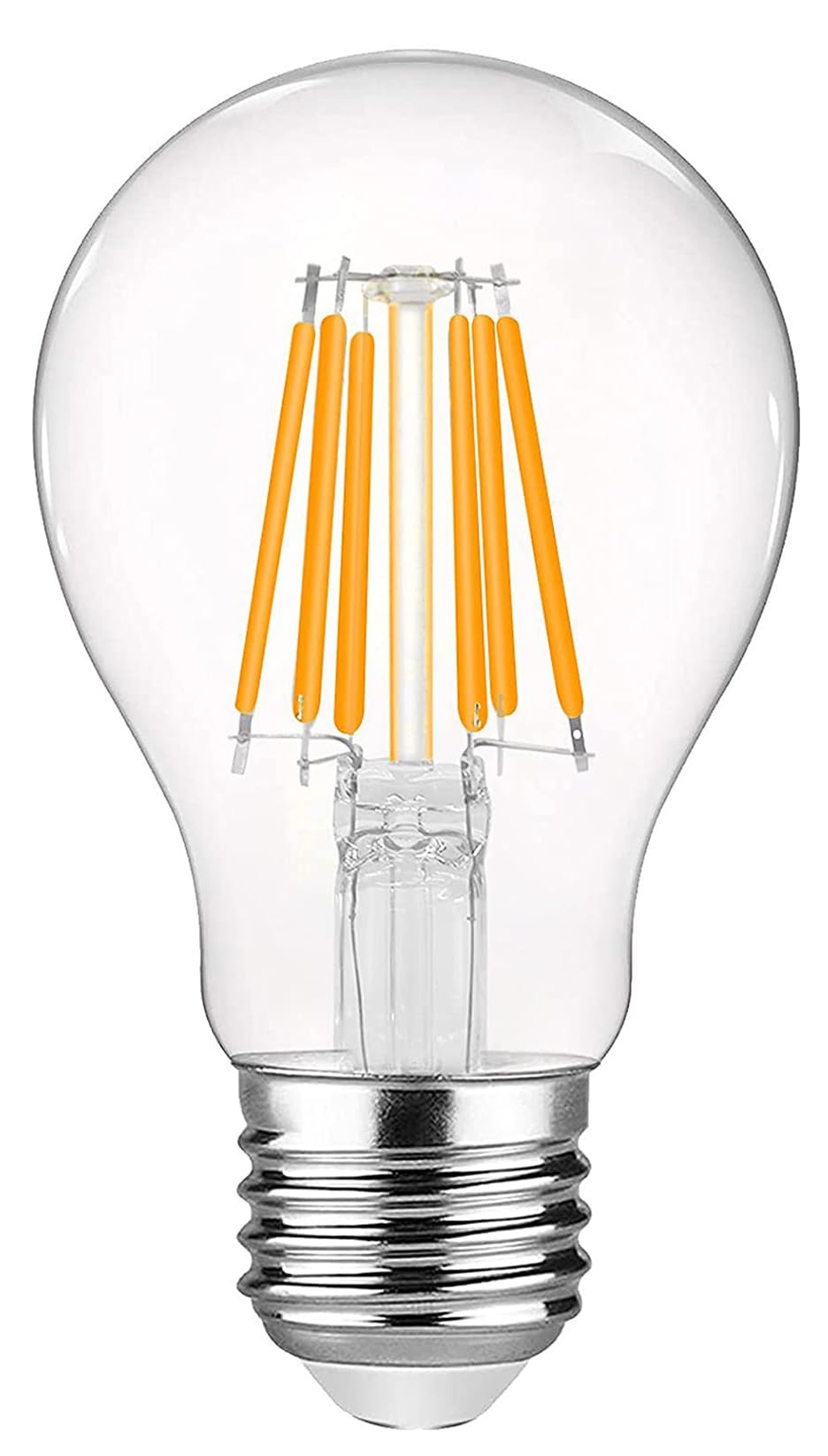 Vintage LED Filament Bulb A19-8W, Medium Screw E27 Base, Clear Warm White 2700K, Edison Bulb 70W Equivalent, Dimmable (8 Watts)