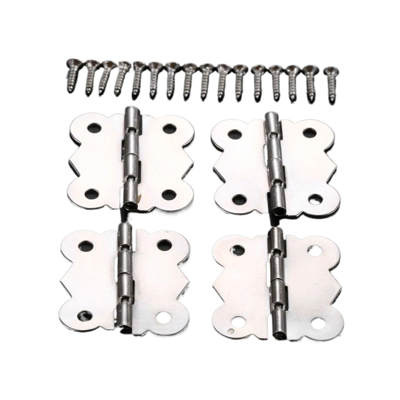 10pcs Butterfly Hinges W/Screws Silver 4 Holes Retro Decor Alloy 25mm-40mm Furniture Chest Wood Jewelry Box Wine Case for Box(25x20mm)