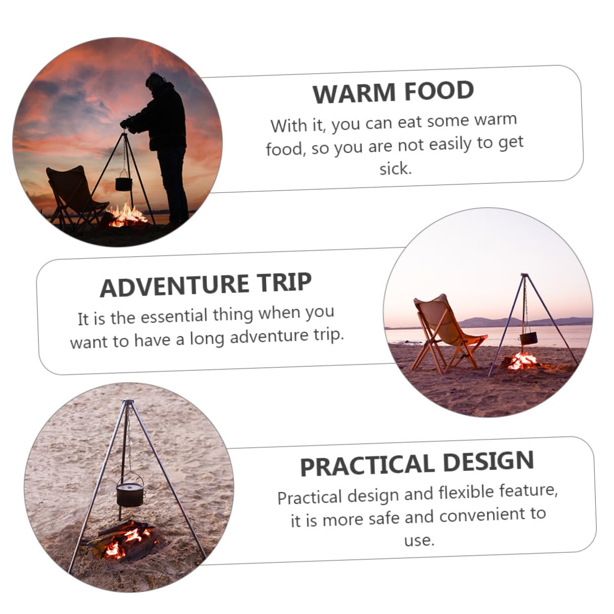 ifundom 1Set Adjustable Camping Bonfire Tripod Grill Durable Cookware Rack for Outdoor Cooking Portable Campfire Frame with Flexible Design for Camp Trips and BBQ