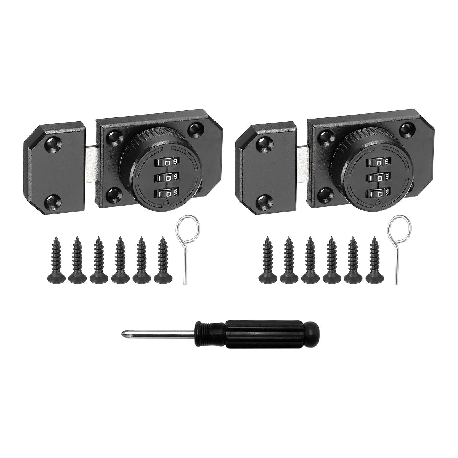 uxcell Cabinet Door Latch 2.17 x 1.5 Inch Zinc Alloy Keyless Combination Lock for Kitchen Cabinet Office Drawer Wooden Furniture Black 2Pcs