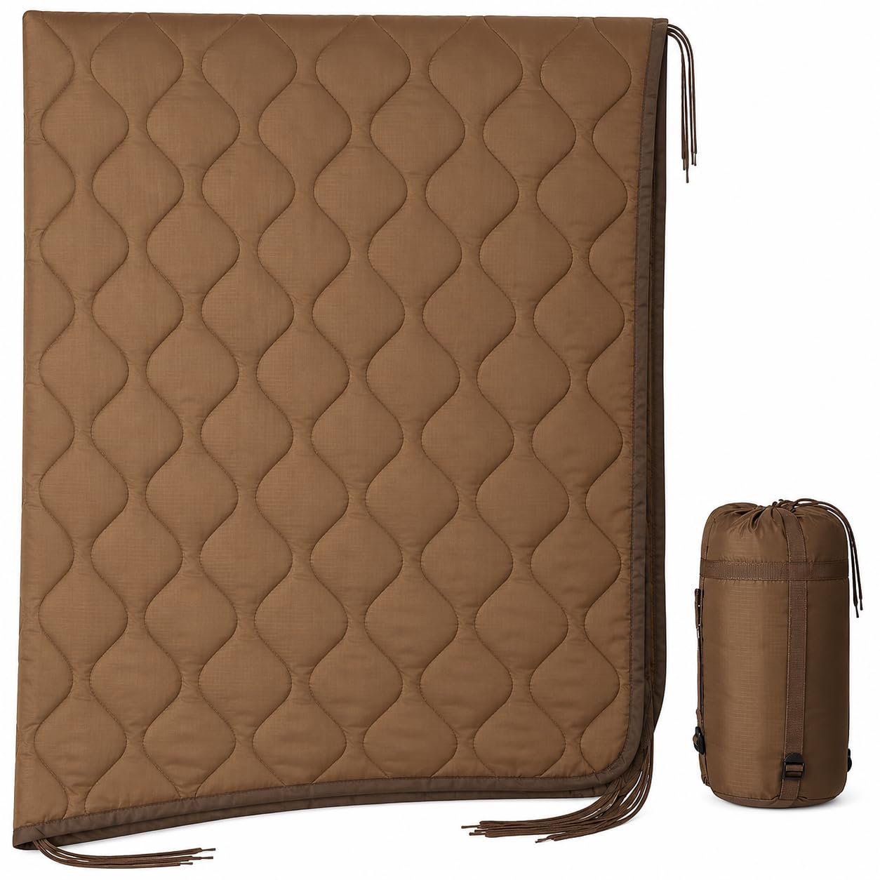 USGI Industries Military Woobie Blanket | Thermal Insulated Camping Blanket, Poncho Liner | Large, Portable, Insulation, Water-Resistant, for Hiking, Survival | Compression Carry Bag — image 1