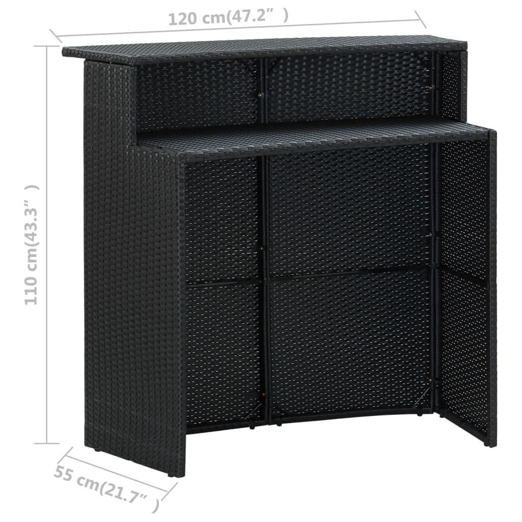 vidaXL Ensemble de Jardin 3 pcs Table et Chaises avec Coussins Noir
