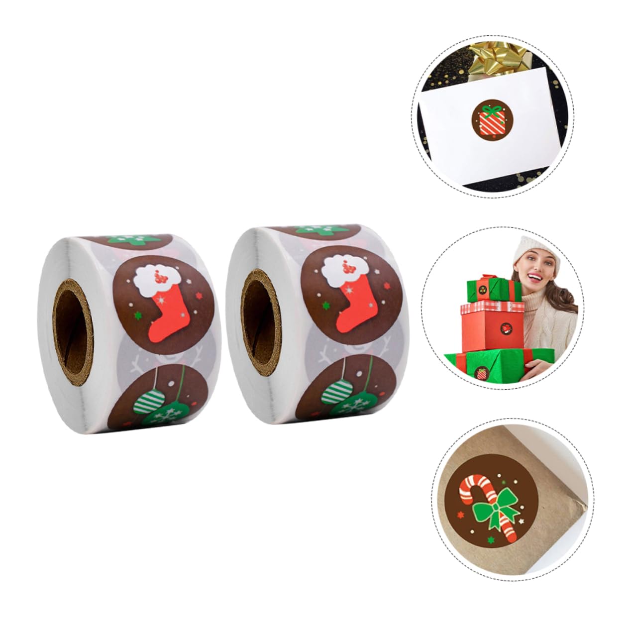 BESTYASH 10rotoli Etichette Adesive Natalizie Adesivi Decorativi Per Regali Natale Per Biglietti e Decorazioni Festive Design Natale