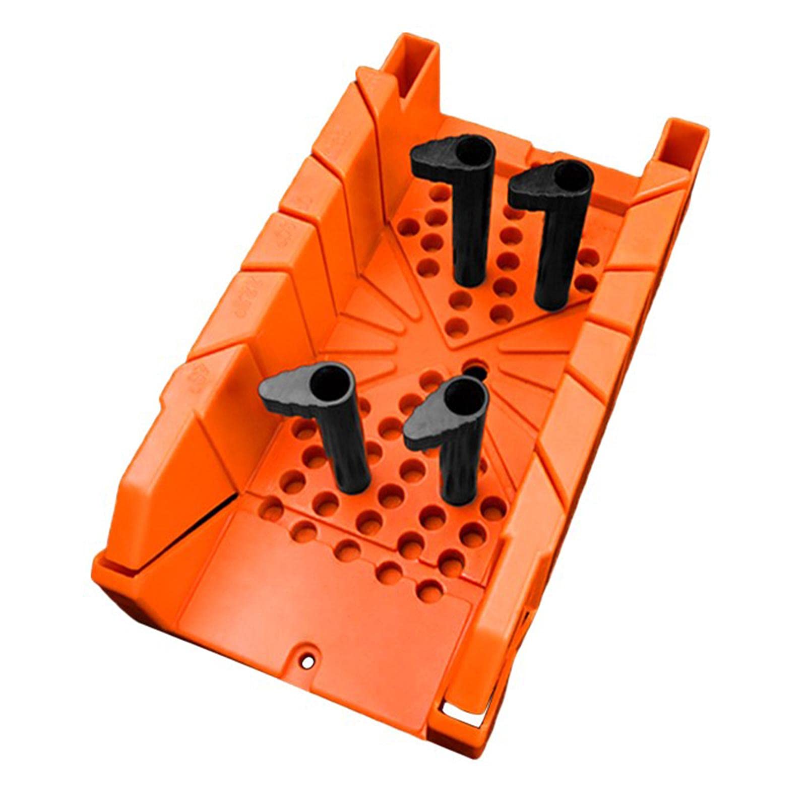 POHOVE Mitre Saw Box 14inch Clamping Mitre Box Hand Mitre Saws with 5° 90° Angle Slot Types Wood Cutting Mitre Box W/Clamping Column for Woodworking(Orange)