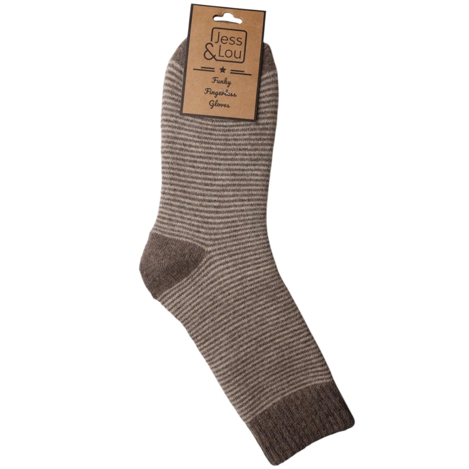Jess & Lou Women's Socks - Thin Striped Cosy - Cappuccino