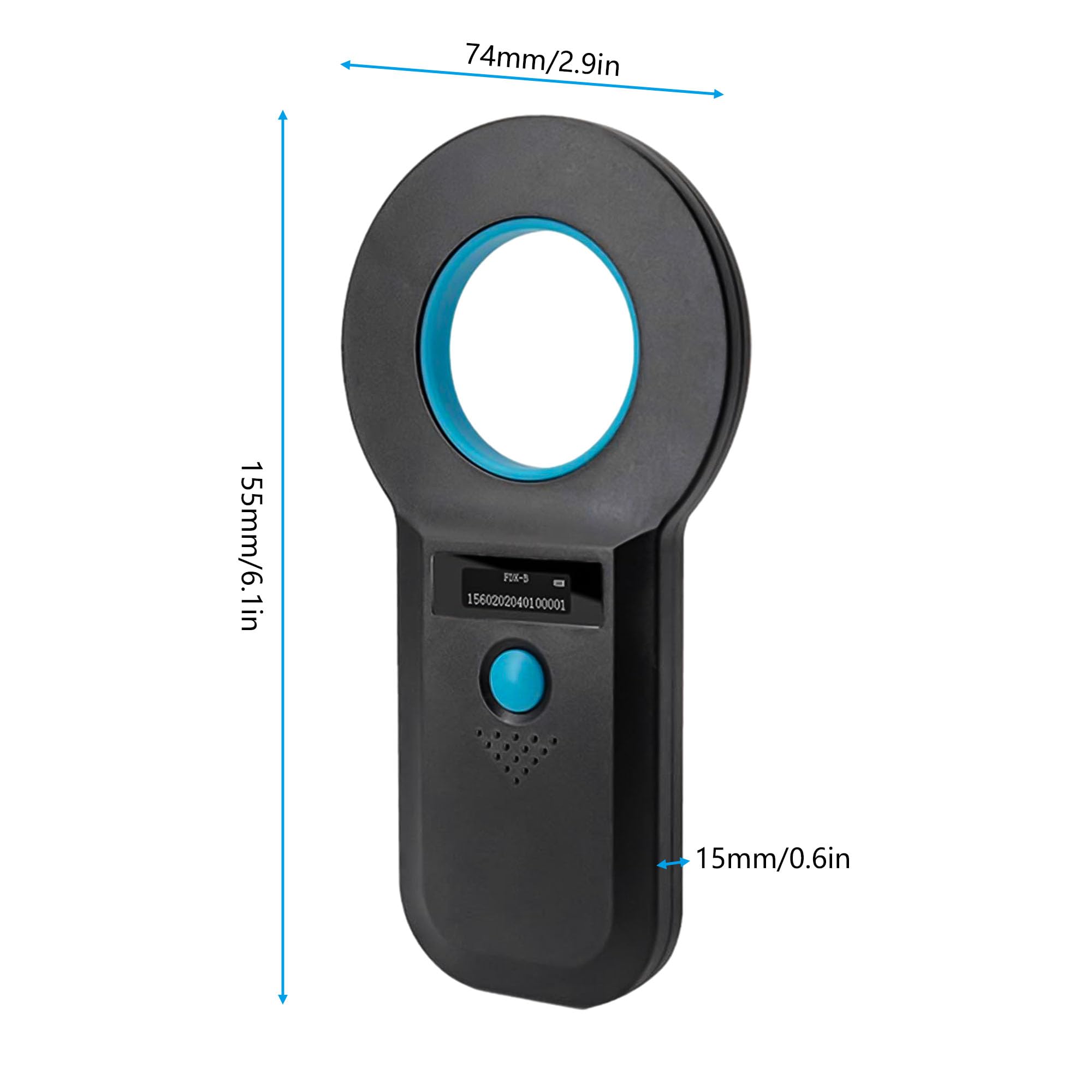 Bluetooth Haustier Mikrochip Scanner OLED Chiplesegerät für Hunde,Wiederaufladbarer USB Tierchip Lesegerät Chip Lesegerät Haustier Chip ID Scanner für Haustiere EMID/FDX-B (ISO 11784/11785)