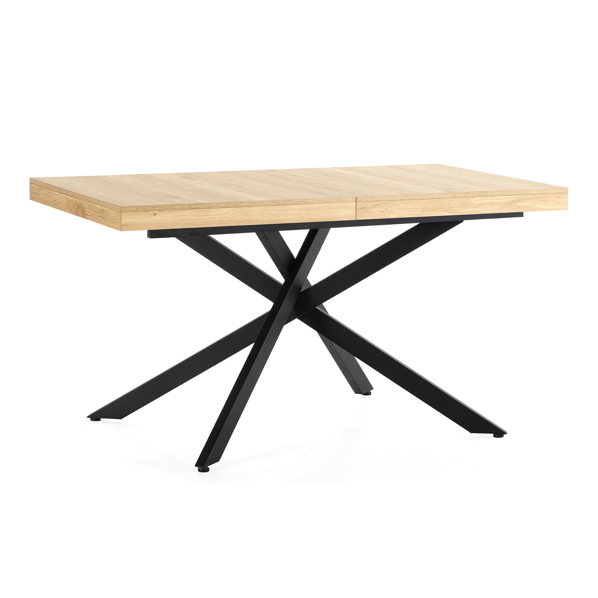 HOMN LIVING Mesa de Comedor Extensible Palermo Color Roble, 140-180 cm (Largo) 80 cm (Profundidad) 75 cm (Altura)