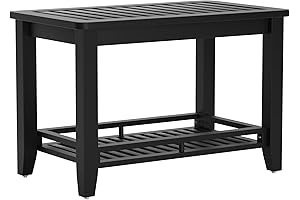 Zoopolyn Bamboo Shower Bench with Storage for Shaving Legs