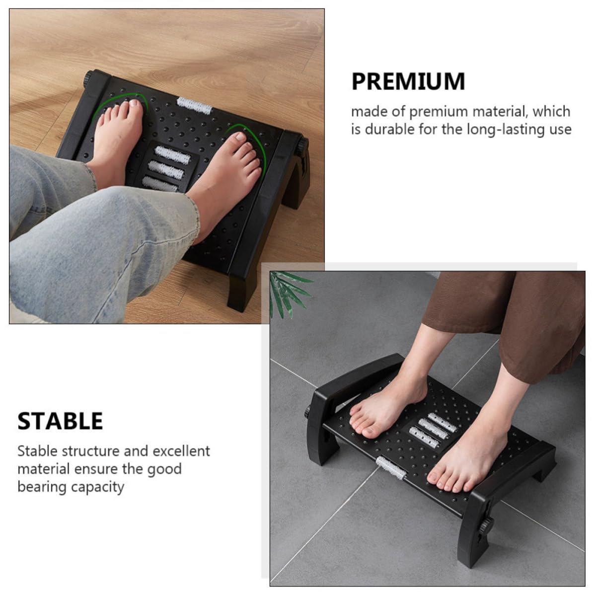 Gadpiparty Tabouret de Pédicure Pratique Repose-Pieds Réglable en Abs, Structure Stable et Massage Plantaire pour Soins des Pieds à Domicile ou Salon