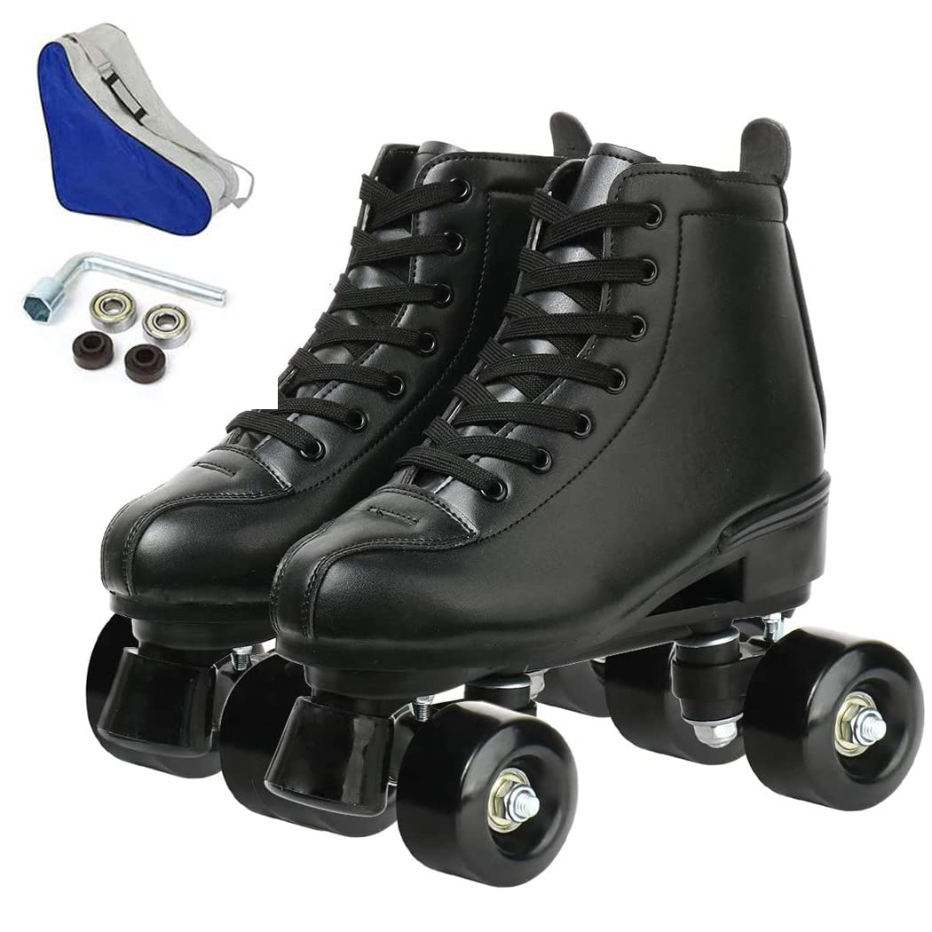Roller Skates Women, Outdoor High Top PU Leather Women Roller Skates, Adjustable Indoor Double Row Skates for Beginner Adults Girls Men with Carry Bag