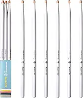 6 varas/3 pares de baquetas 5A de cor branca, baquetas clássicas de 5A, baquetas de nogueira com pontas de bolota, para bateria acústica ou eletrônica, baqueta Bluefire, peso correspondente. Peso