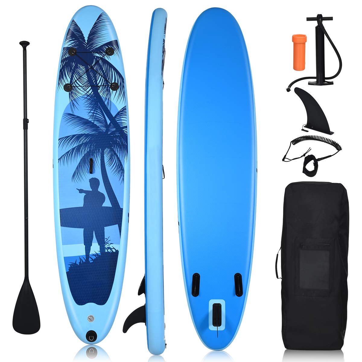COSTWAY Tabla Hinchable Paddle Surf Sup con Remo de Ajustable/Bomba/Línea de Seguridad/Bolsa de Transporte y Aleta Central