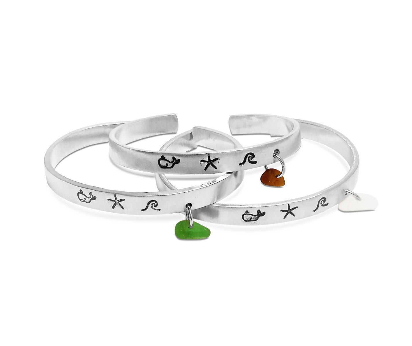 Sea Glass Bracelet Cuff, Nautical Jewelry, Mermaid Jewelry