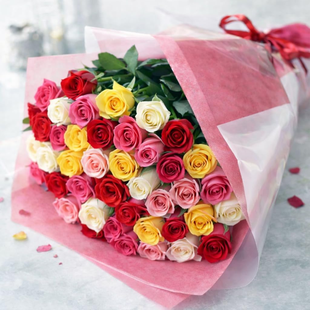 Amazon｜BisesFlower(ビズフラワー)【花束 バラ50本】 レッド 薔薇