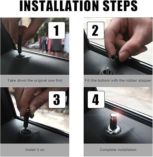 Miniatura 6 de 4 pomos de bloqueo de puerta de automóvil con bandera estadounidense, cubierta de pasador de puerta de automóvil de fibra de carbono, accesorios de