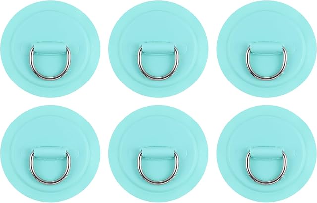 PATIKIL D-Ring Patch, 6 Pcs Stainless Steel D-Ring PVC Patch Pad No Glue Include for Inflatable Boat Paddle Board Canoe Surfboard, Light Green
