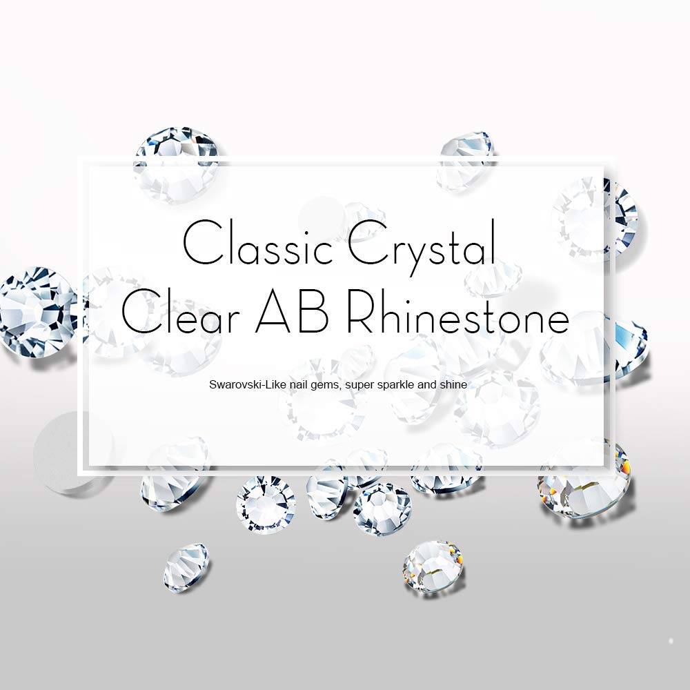 1728 diamantes de imitación para uñas, piedras de cristal transparentes con parte trasera plana, diamantes de imitación para uñas, manualidades, 288 unidades para cada tamaño (SS3 4 5 6 8 10) 3