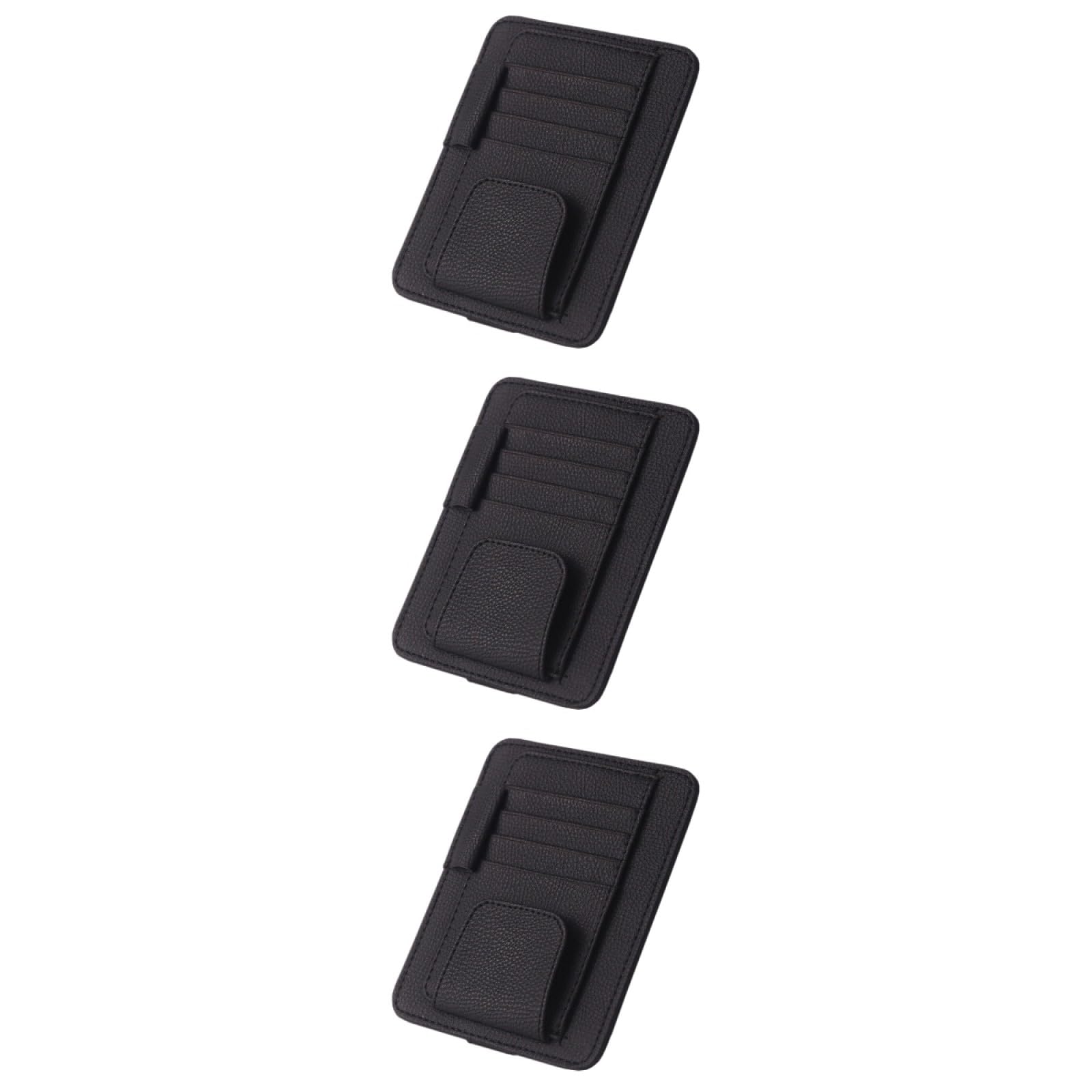 SHERCHPRY 3piezas Organizador De Visera Solar para Coche Funda De Almacenamiento De PU Negro para Gafas Teléfonos y Accesorios De Automóvil Compatible La Mayoría De Vehículos