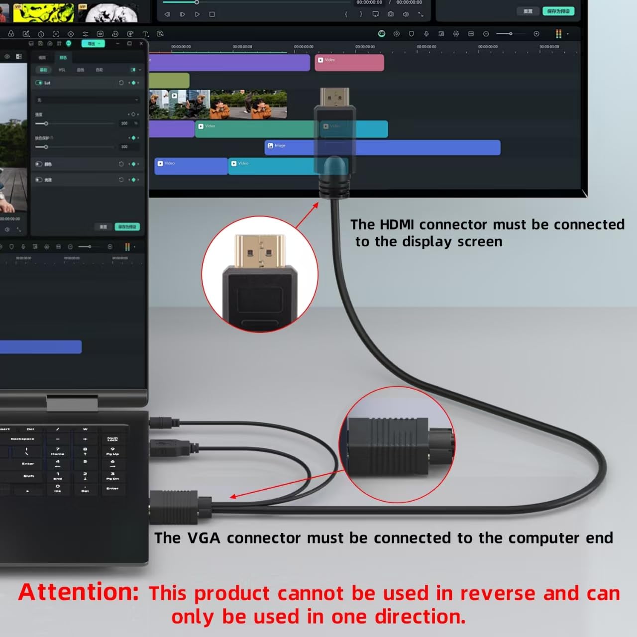 VGA (Sources) to HDMI (Display) Cable 6ft with Audio, VGA Maleto HDMI Male Converter Cord Adapter Cable Compatible Witch Computer/Laptop to Monitor/TV, Desktop Laptop Projector to Monitor HDTV