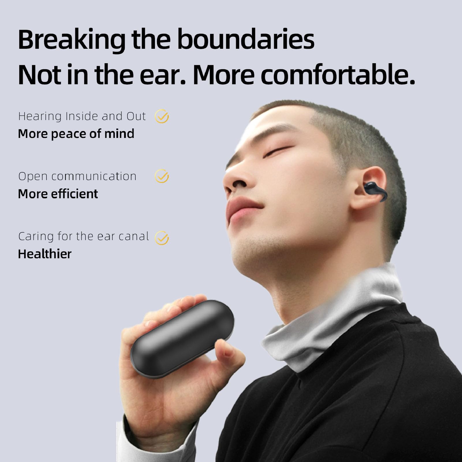 Cuffie a conduzione ossea Wireless Bluetooth 5.3 Auricolari con clip Resistenti al sudore Leggeri Comodi per la corsa Allenamenti in palestra Orecchie piccole Lega di allum