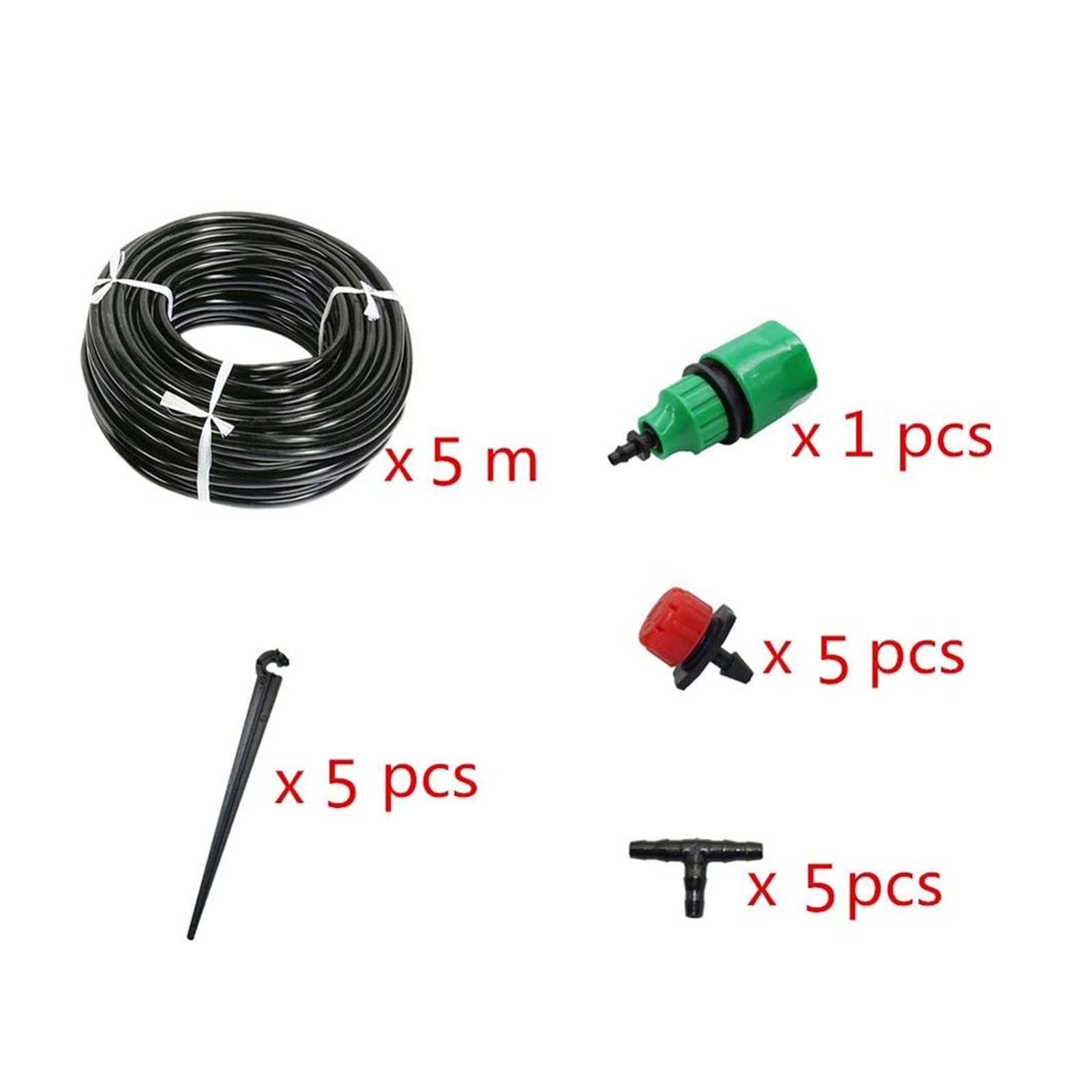 Tropfbewässerungs-Set, 5 m/10 m/20 m Schlauchbewässerungs-Set, Garten, automatisches Ausgießen, Tropfbewässerungssystem, verstellbarer Tropfer, Bewässerungs-Set (Farbe: 5 m Anzug)