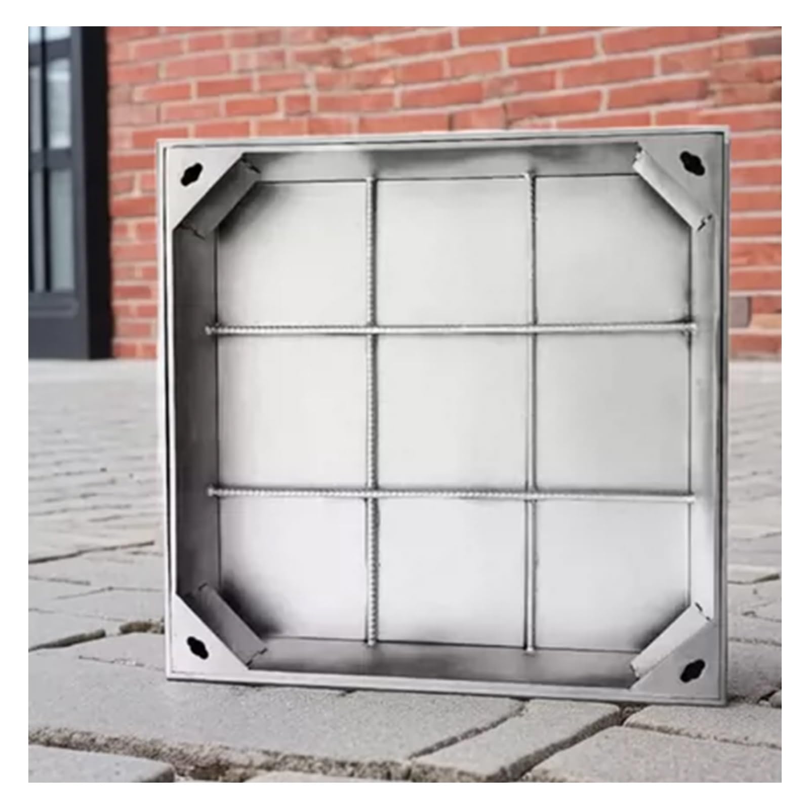 Heavy-Duty Stainless Steel Access Cover - 70 x 70 cm In-Ground Square Septic Tank Lid for Patios Gardens Schools and Courtyards