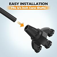 Vista 7 de Punta de bastón cuádruple mejorada: punta de muleta de 4 puntas con placa reforzada de metal en la articulación del bastón, diseño antideslizante