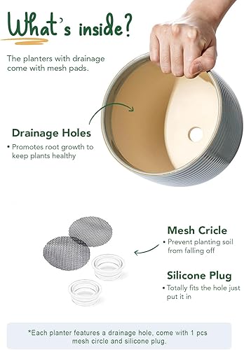 Miniatura 14 de LE TAUCI Macetas de cerámica, macetas con patas de 5.1 + 6.4 pulgadas para plantas, macetas modernas para el hogar y la oficina, macetas