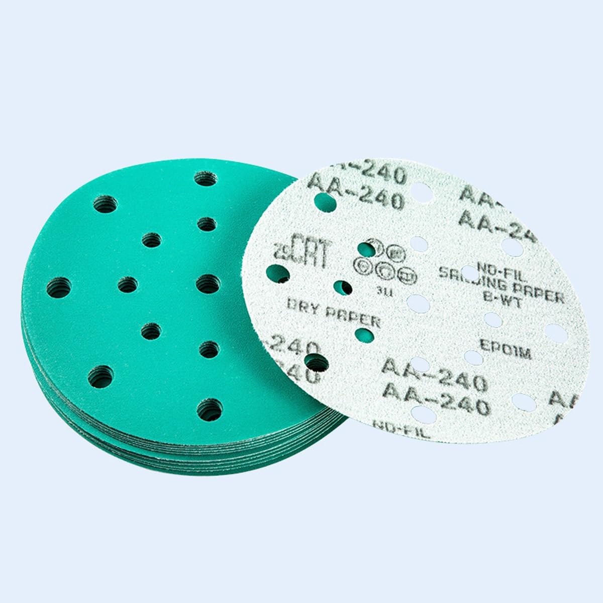 Discos de lijado de 150 mm: 100 almohadillas de lijado con gancho y bucle con grano 60-2000 for lijadora orbital aleatoria, juego de papel de lija surtido de 17 agujeros(180grit)