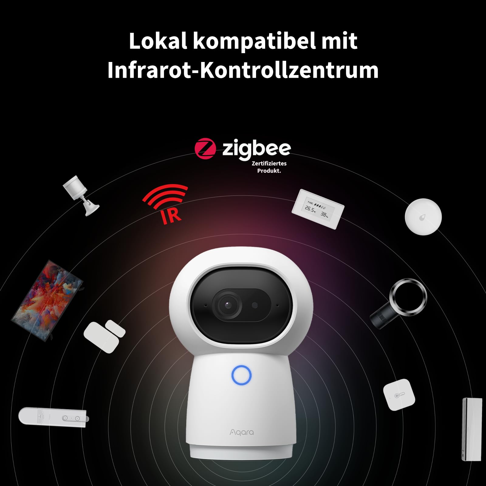 Aqara 2K Überwachungskamera Hub G3, AI Gesichts- und Gestenerkennung | 360° Betrachtungswinkel durch Schwenken und Neigen, Funktioniert mit HomeKit Secure Video, Alexa, Google-Assistant, IFTTT