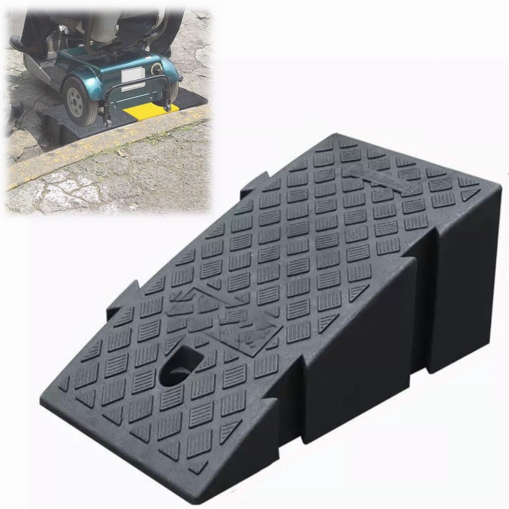 Rampe di Cordolo in Plastica per Sedie A Rotelle Auto Motociclette, Rampe del Marciapiede Portatile con Bulloni, Rampa A Gradini Soglia Facile da Installare(Black,25x40x16cm)