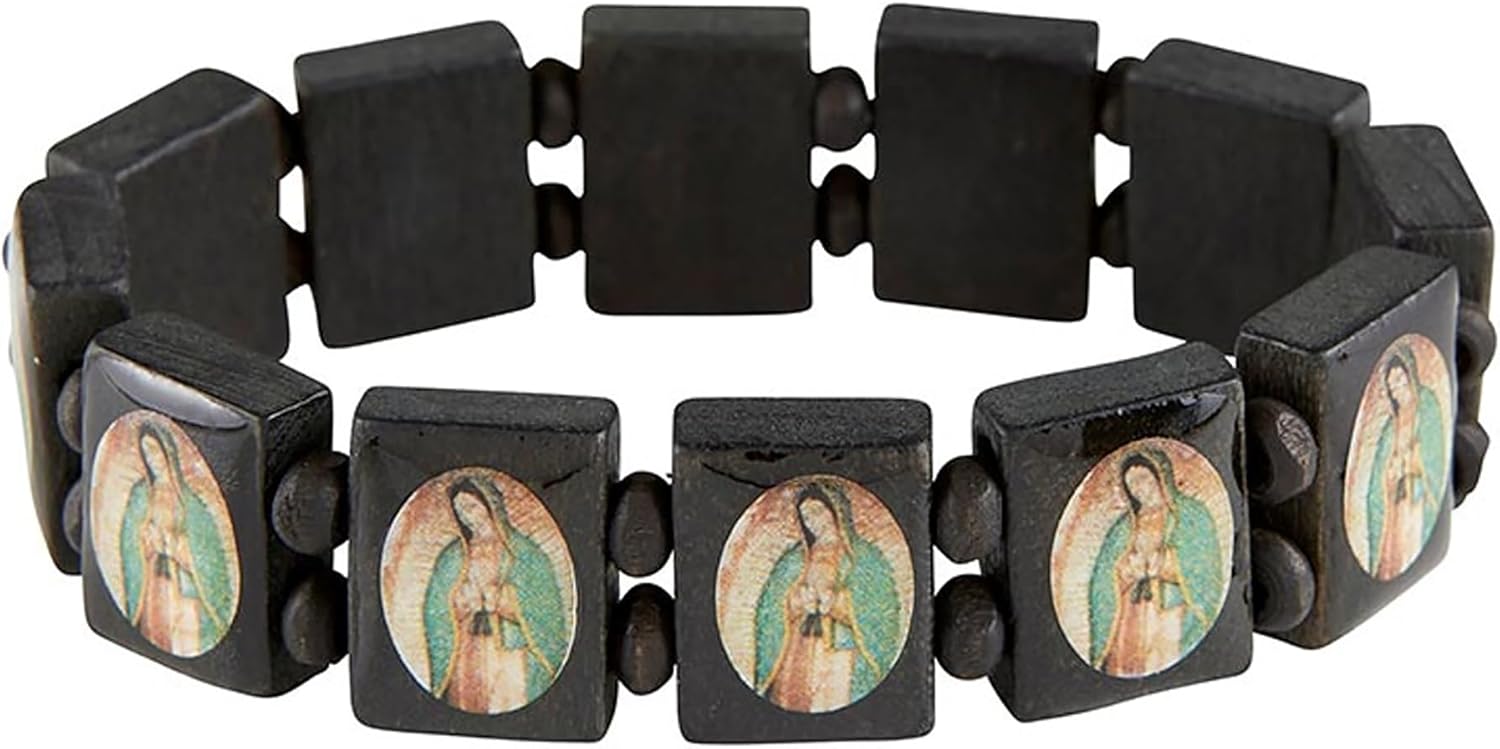 Trendzeen Virgin Mary Bracelet - Our Lady Of Guadalupe Card, The Lord's Prayer - Black Wood Virgen De Guadalupe Bracelet with Catholic Holy Cards - Set of 3 Items - Image 5