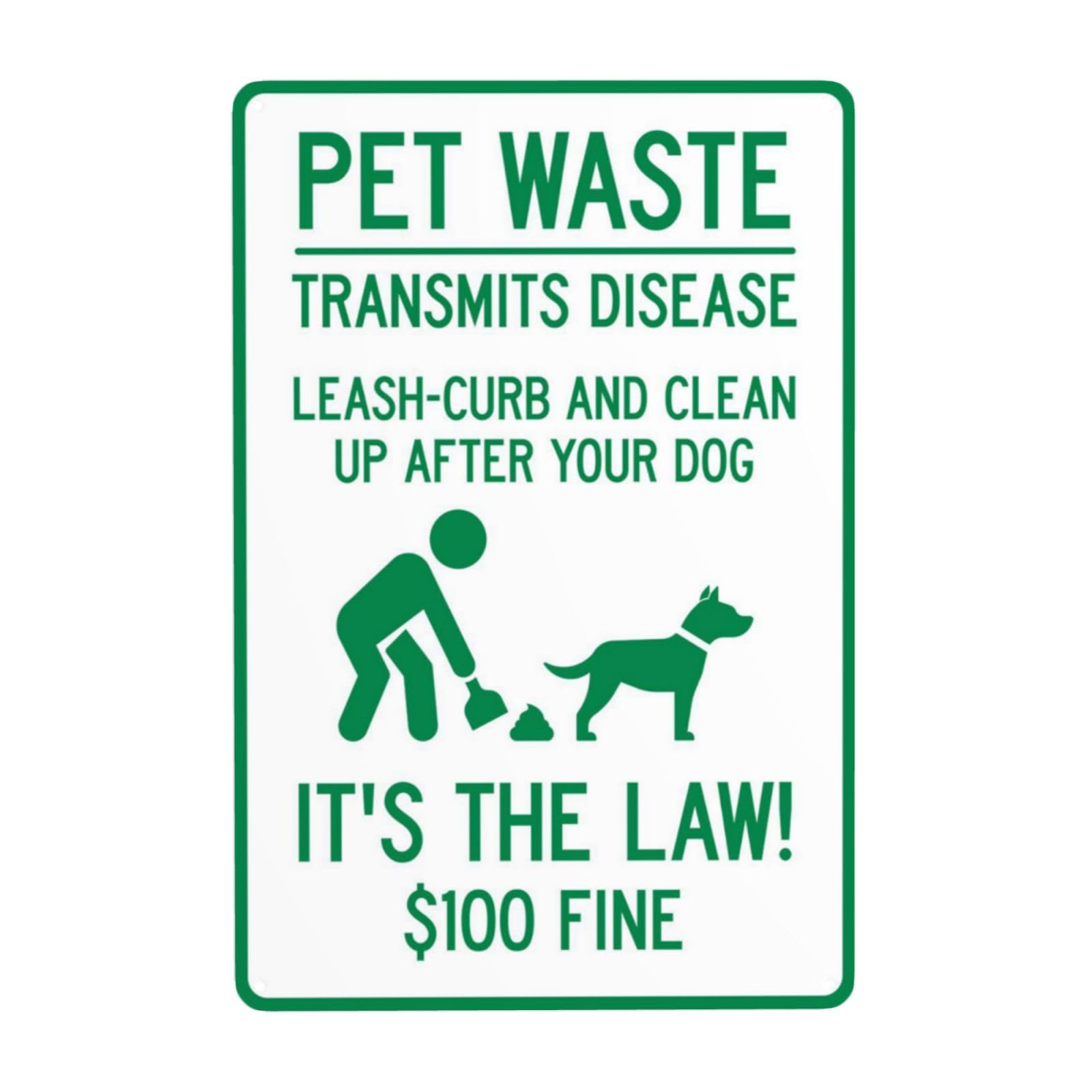Retro Aluminum Metal Tin Sign, Pet Waste Regulation Law Notice With Fine Clause Sign, Vintage Safety Wall Art, 8x12 Inch