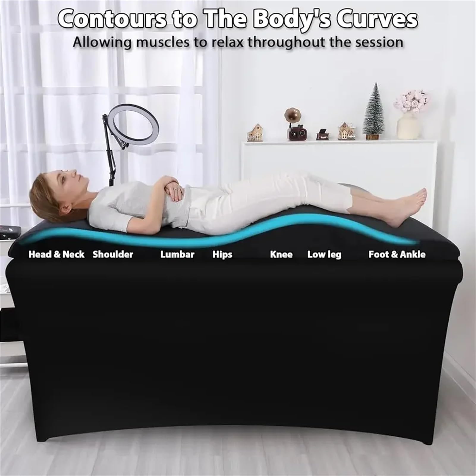 Matelas Table De Massage Surmatelas et Couvre-lit for Cils, Coussin Ergonomique incurvé for Table de Massage, Matelas for Cils for Salon de beauté Coussin Massage(Pink Mattress,180x60 cm)