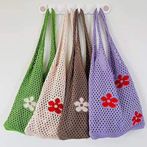 Image of Crochet Tote Bag Fairycore Hobo Bag for Women Fairy Grunge Aesthetic Tote Bag Fairy Grunge Accessories