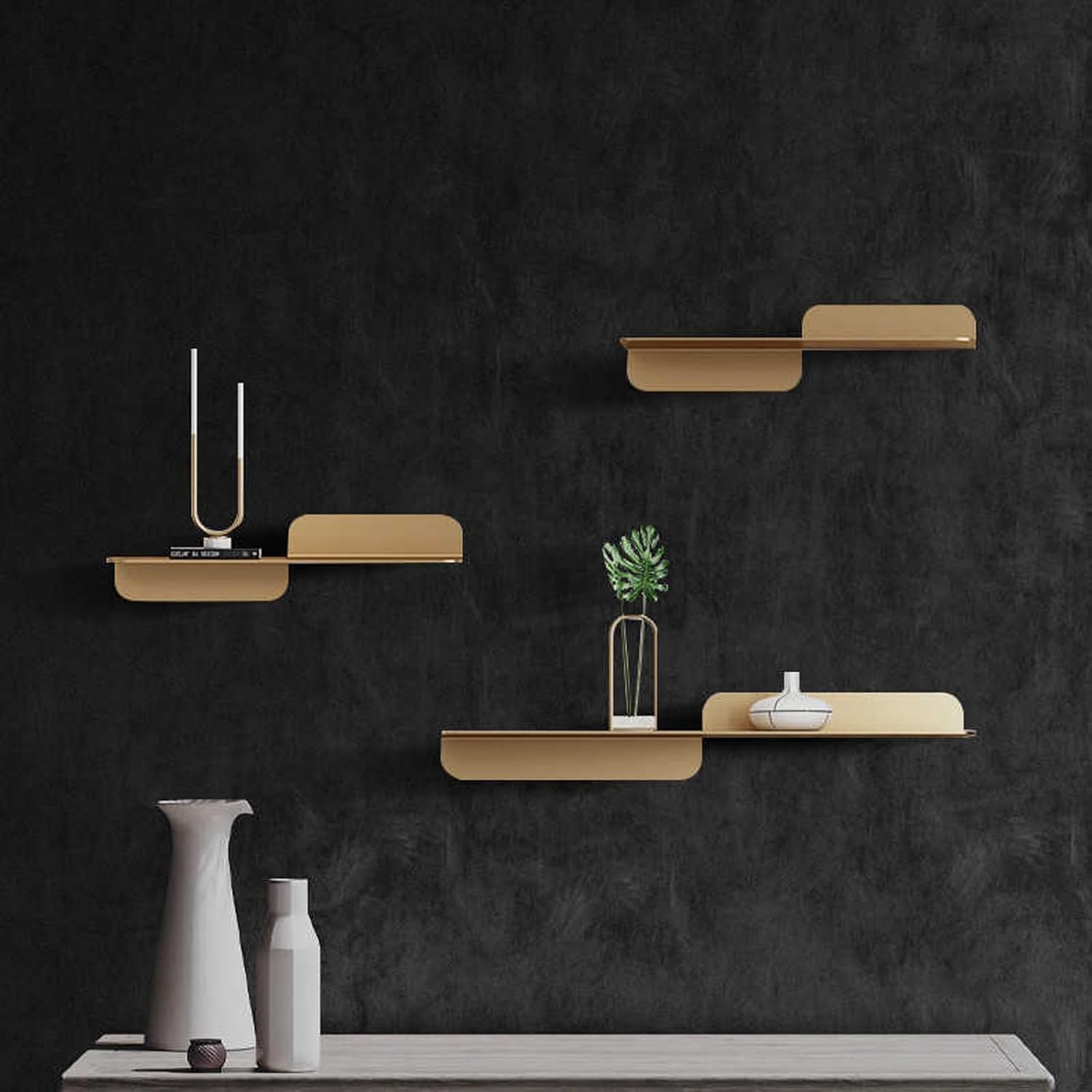 Floating Wall Shelf, Wall Storage Rack, Wall-Mounted Decorative Shelf, Space-Saving, Sturdy Construction, Drill-Mounted Installation(60x15x16cm)