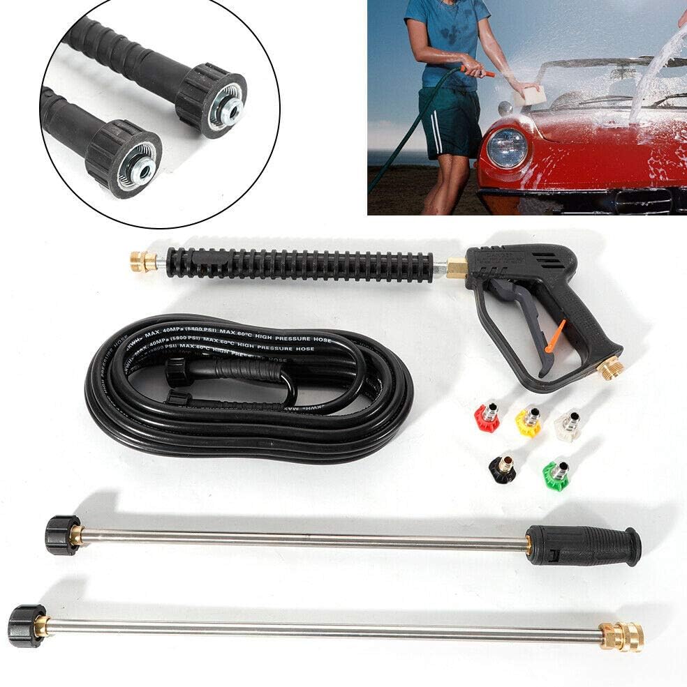 TBVECHI Pressure Washer Gun 3000PSI High Pressure Car Power Washer Spray Gun Wand Kit Hydrojet Water Power Nozzle for Craftsman Car Washing Garden Cleaning Window (1 Wand + 1 Hose 26ft + 5 Tips)