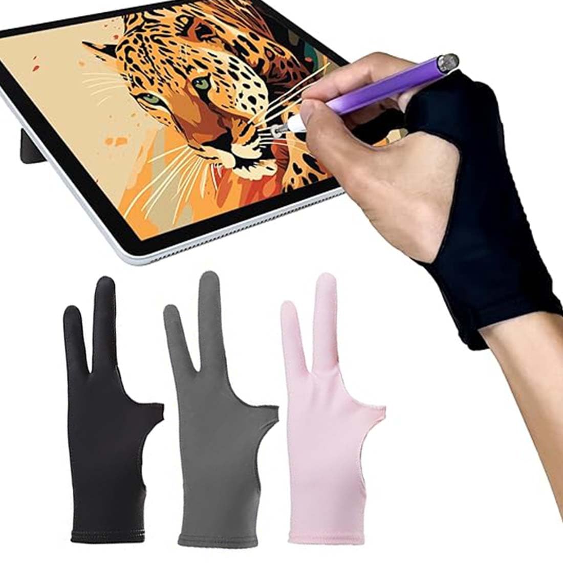 3 Pezzi Drawing Gloves For Graphic Tablets, Elastic Windproof Glove For Graphic Tablets, Pen, Monitor, Antifouling, Drawing, Elastic, Suitable For Right And Left Hand, For Digital Artists