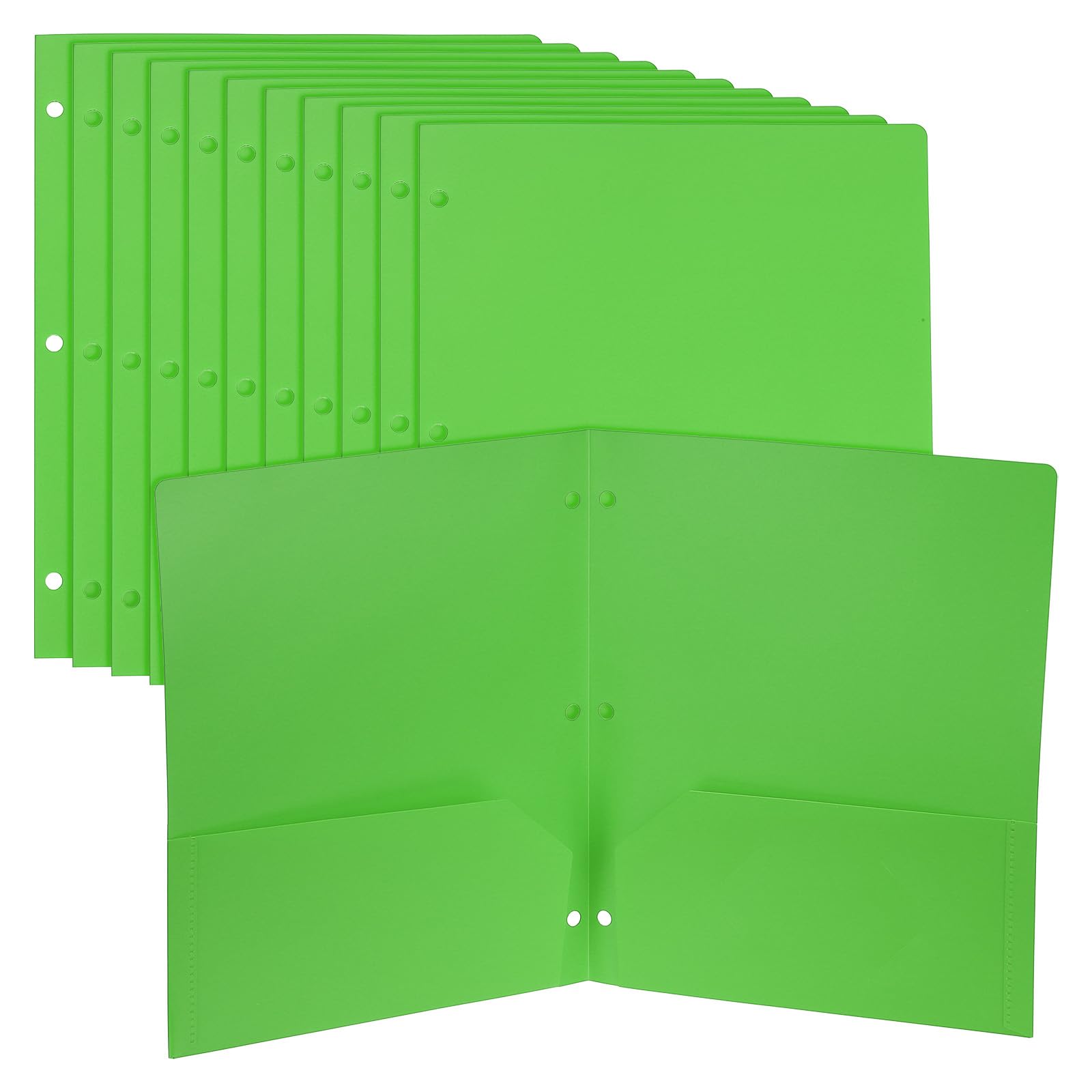 PATIKIL 12 Pcs Plastic Two Pocket Folders, 3 Hole Punch Durable Heavy Duty 2 Pocket File Folders