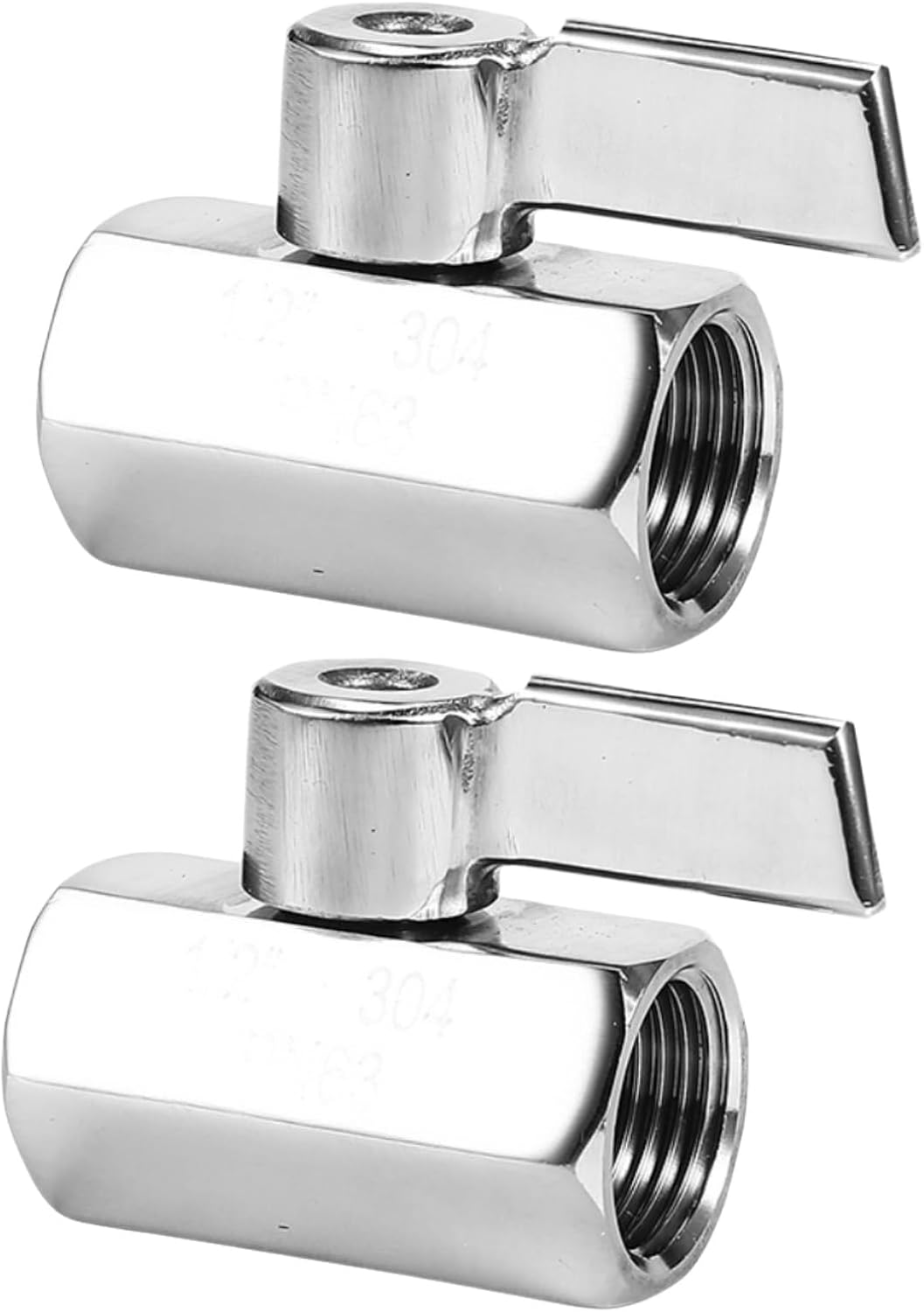 2Pcs 316 Stainless Steel Mini Ball Valves, NPT Thread Full Port, 90° Turn On/Off, for Water, Air, Oil, Gas (Male/Female, NPT 3/8"(DN10))