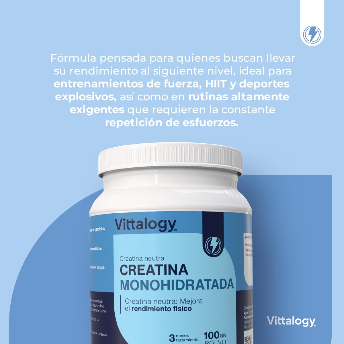 Creatina Monohidratada Vittalogy 300g Micronizada Pura Vegana Sin Gluten - Pack 3
